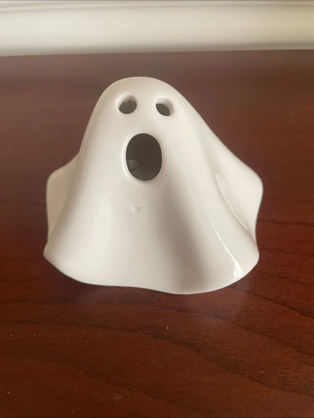 Set of 2 Retired Crate & Barrel Ceramic  LED Ghost Candles (Battery Operated)